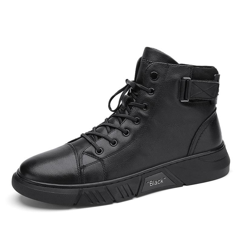 Hector - Robust black leather boots for men