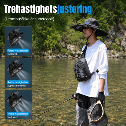 Sonnenhut mit eingebauten Ventilatoren – perfekt zum Wandern, Angeln und für Outdoor-Aktivitäten.