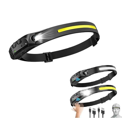 Rechargeable LED Headlamp – 230° COB Super Bright Headlight