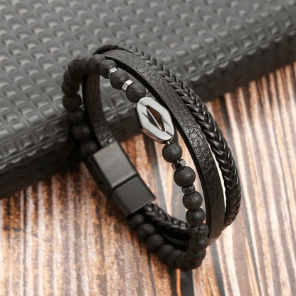High-quality leather bracelet for men - stylish bling with gemstones and charms