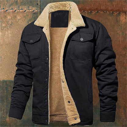 Retro western-inspired winter fleece jacket for men