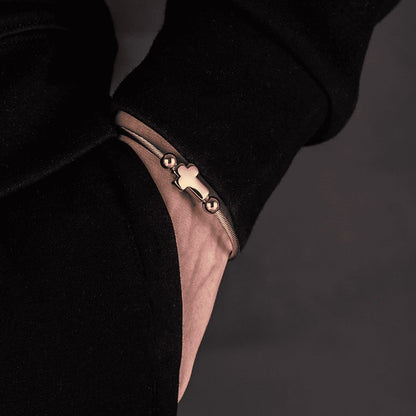 Trio of Our Father Cross Bangles - Chic Stainless Steel with Gold and Silver Finish