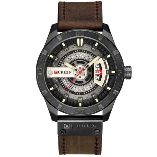 Black stainless steel watch with leather strap | Boreal