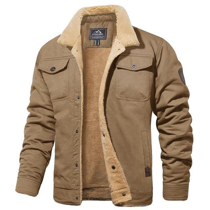 Retro western-inspired winter fleece jacket for men