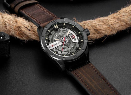 Black stainless steel watch with leather strap | Boreal