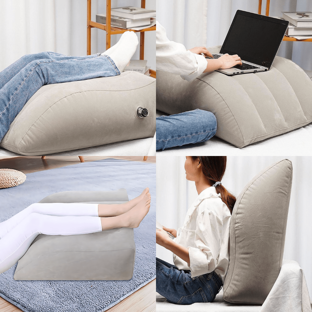 Inflatable Foot and Leg Rest – Multipurpose Velvet Cushion for Comfort and Circulation