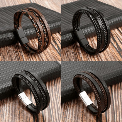High-quality leather bracelet for men - stylish bling with gemstones and charms
