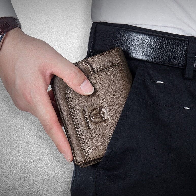 Quick leather wallet for men