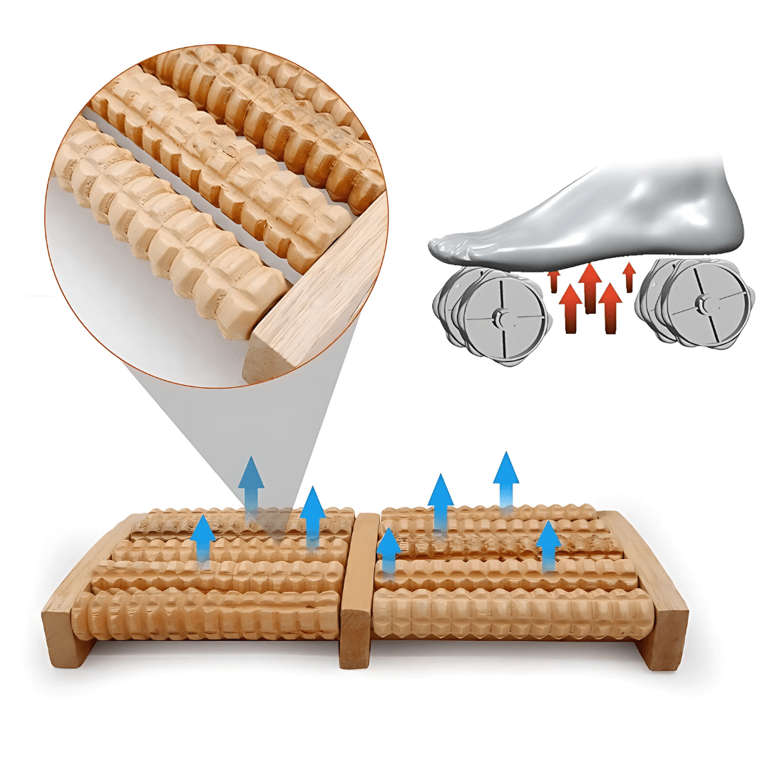 Natural Wood Foot Massager – Tension and Stress Relief, Portable Comfort
