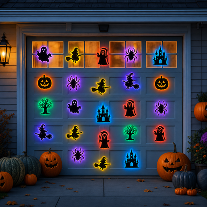 LED Glowing Halloween Bat Wall Decor Set