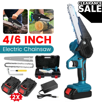 4"/6" Cordless Wood-Cutting Chainsaw with 2 Power Batteries