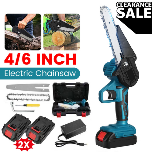 4"/6" Cordless Wood-Cutting Chainsaw with 2 Power Batteries