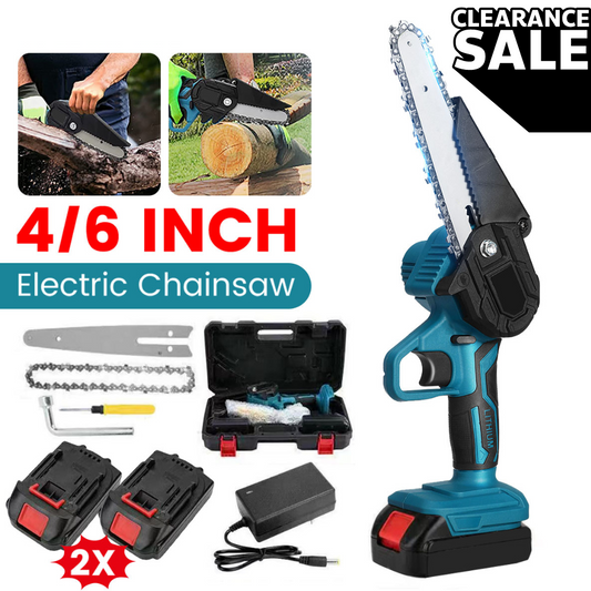 4"/6" Cordless Wood-Cutting Chainsaw with 2 Power Batteries