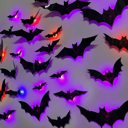 LED Glowing Halloween Bat Wall Decor Set