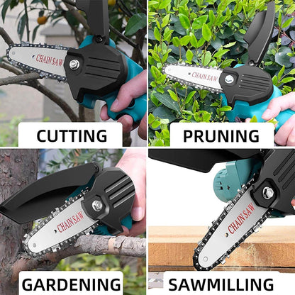 4"/6" Cordless Wood-Cutting Chainsaw with 2 Power Batteries