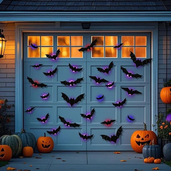 LED Glowing Halloween Bat Wall Decor Set