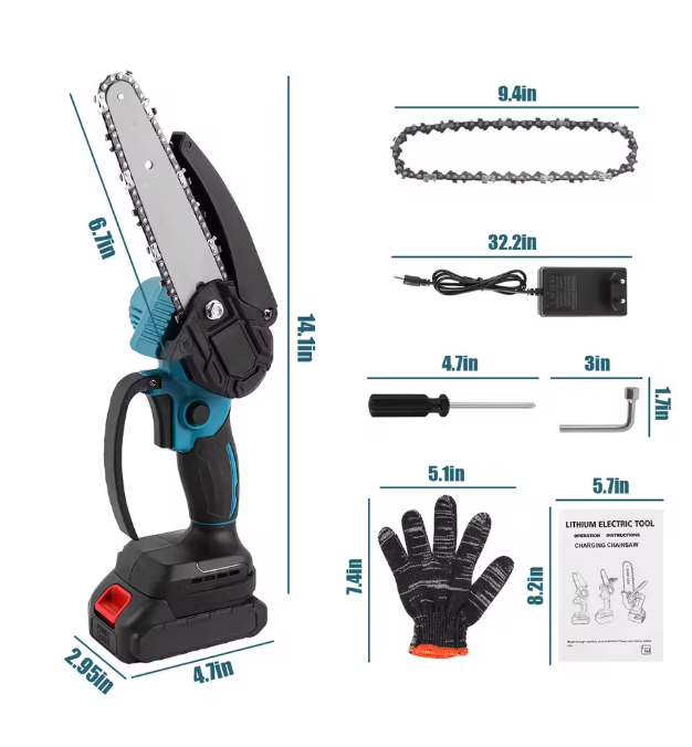 Portable electric mini chainsaw, battery-powered, dual voltage - Buy 1, get 2