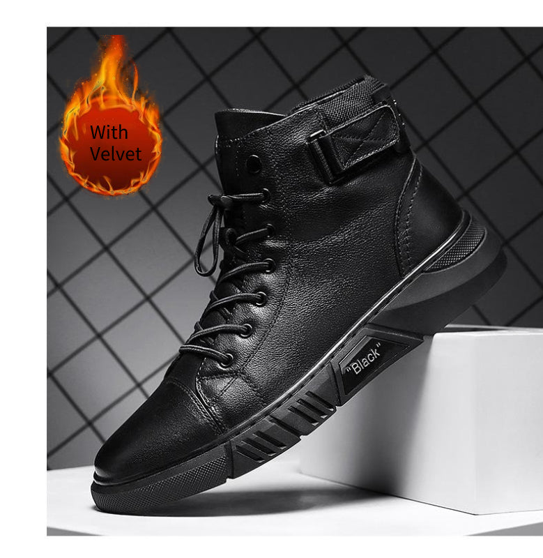 Hector - Robust black leather boots for men