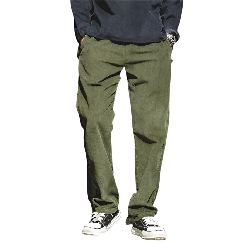 Stylish green corduroy trousers for men