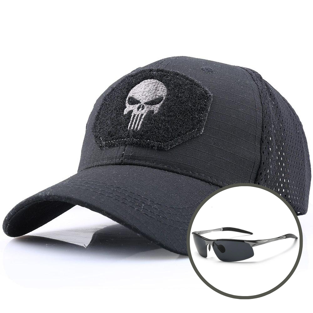 Tactical camouflage shell cap & sunglasses combination