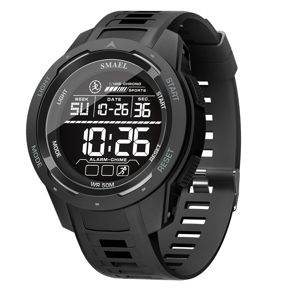 SMAEL-8105 Relógios digitais para homens, esportes LED relógios de pulso, relógio impermeável, cronômetro luz digital, 50m