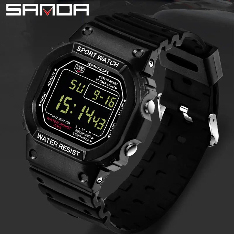 SANDA-G Style Relógio Militar para Homens e Mulheres, Resistente À Água, Relógios Esportivos, Quadrado LED, Relógios de Pulso Digitais, Presente Casal, Moda