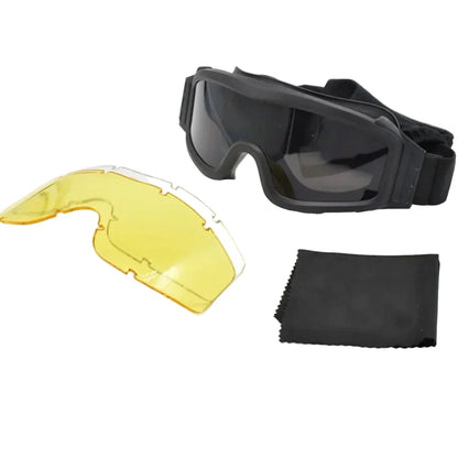 Óculos táticos com 3 lentes, óculos de combate, airsoft, paintball, proteção ocular para cs wargame, motocicleta, caminhadas