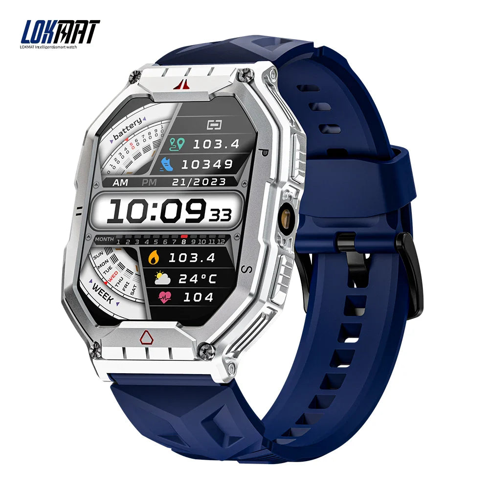 Lokmat oceano 3 pro esporte relógio inteligente robusto fitness à prova dwaterproof água smartwatches monitor de freqüência cardíaca relógio tela toque completo
