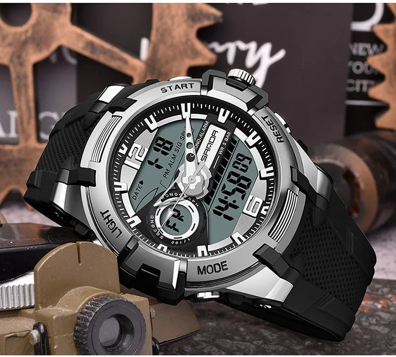 Relógio militar dos homens Sanda, g estilo, marca, esportes, led, digital, 50m, à prova d'água, s choque, para homens