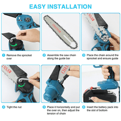 4"/6" Cordless Wood-Cutting Chainsaw with 2 Power Batteries