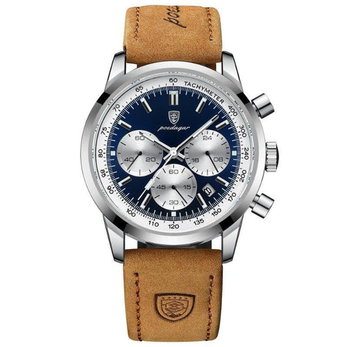 Men's stainless steel watch with a stylish leather strap | Orion