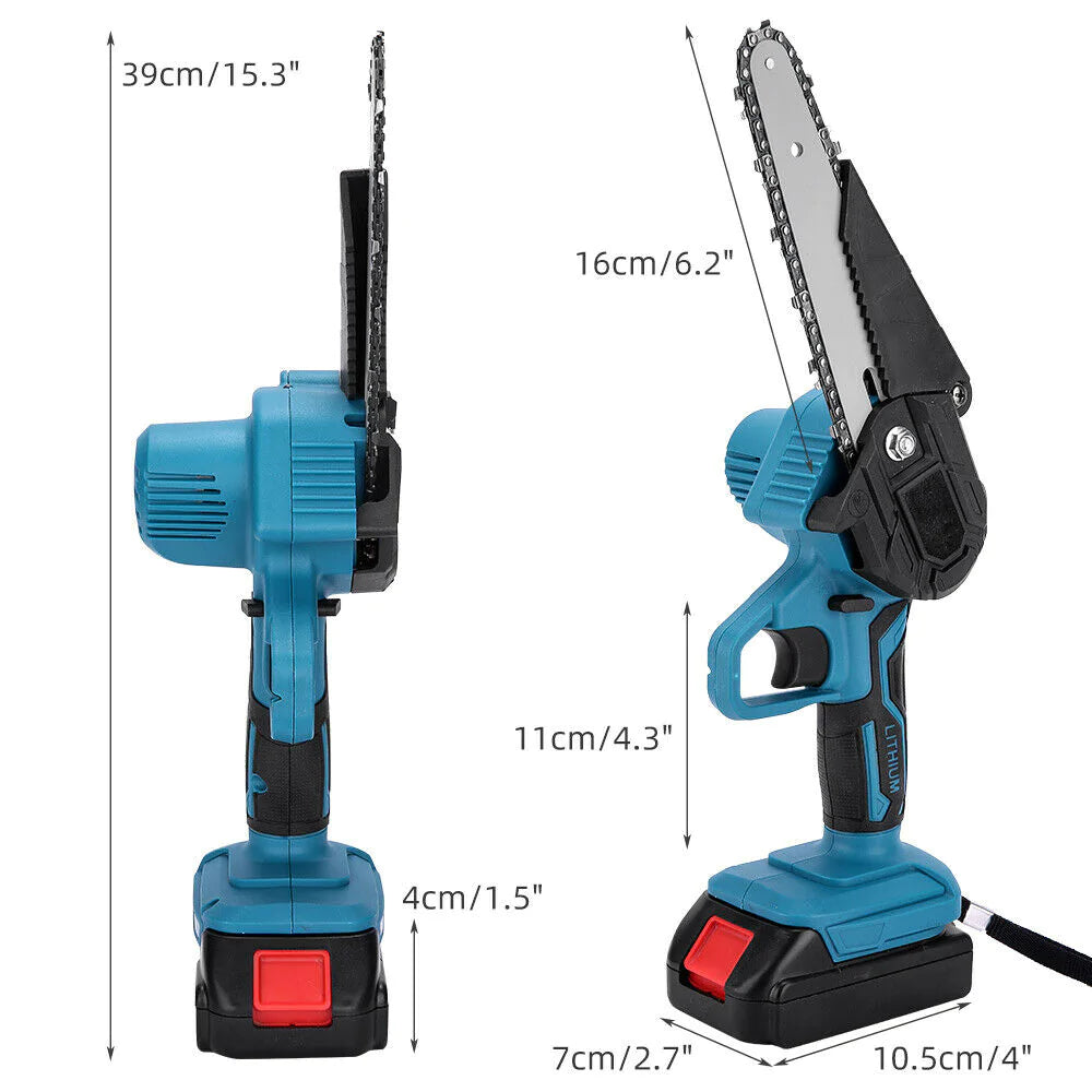 4"/6" Cordless Wood-Cutting Chainsaw with 2 Power Batteries