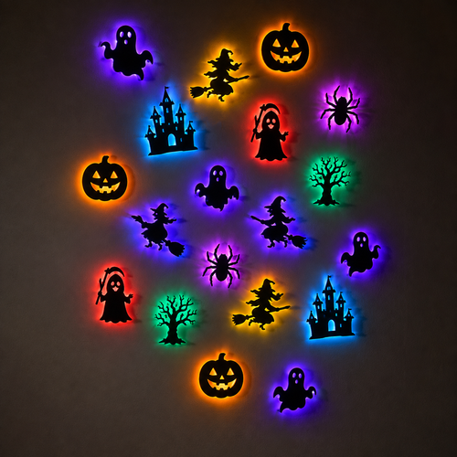LED Glowing Halloween Bat Wall Decor Set