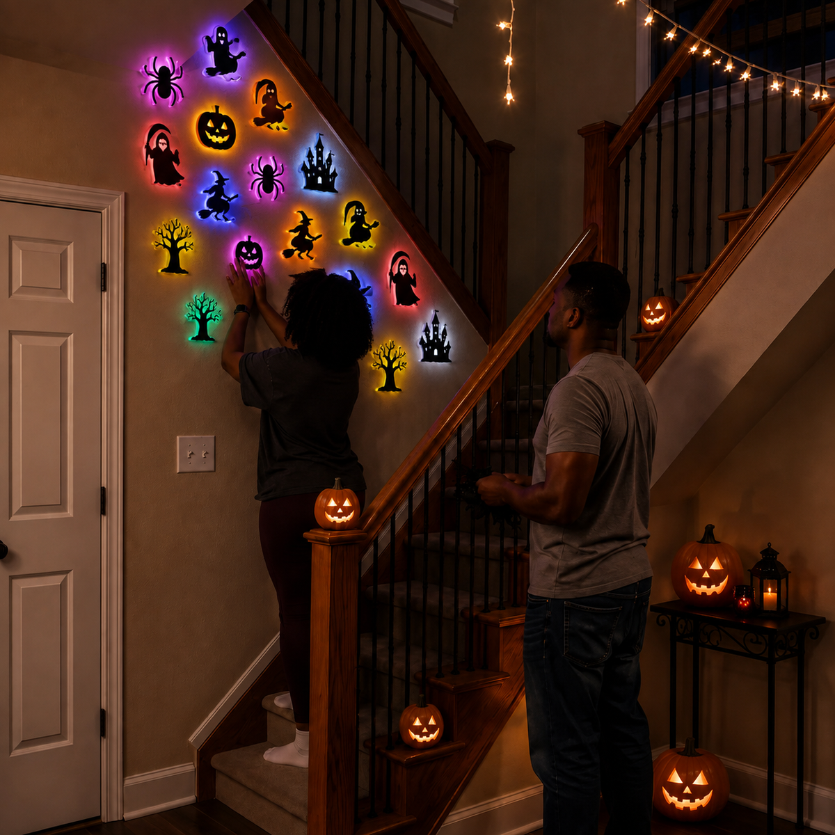 LED Glowing Halloween Bat Wall Decor Set