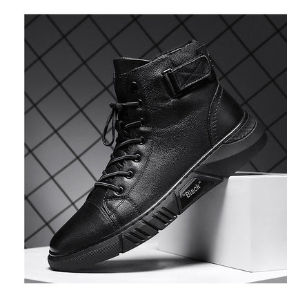 Hector - Robust black leather boots for men