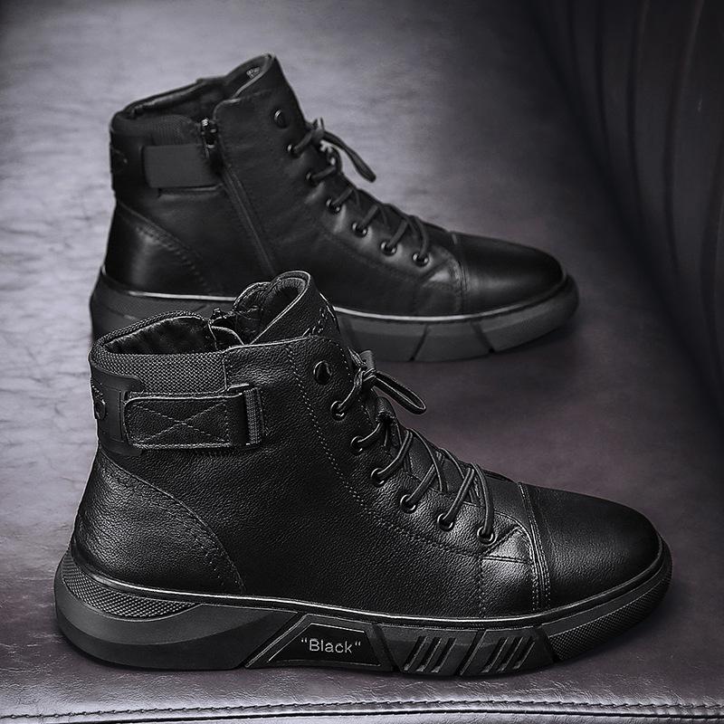 Hector - Robust black leather boots for men