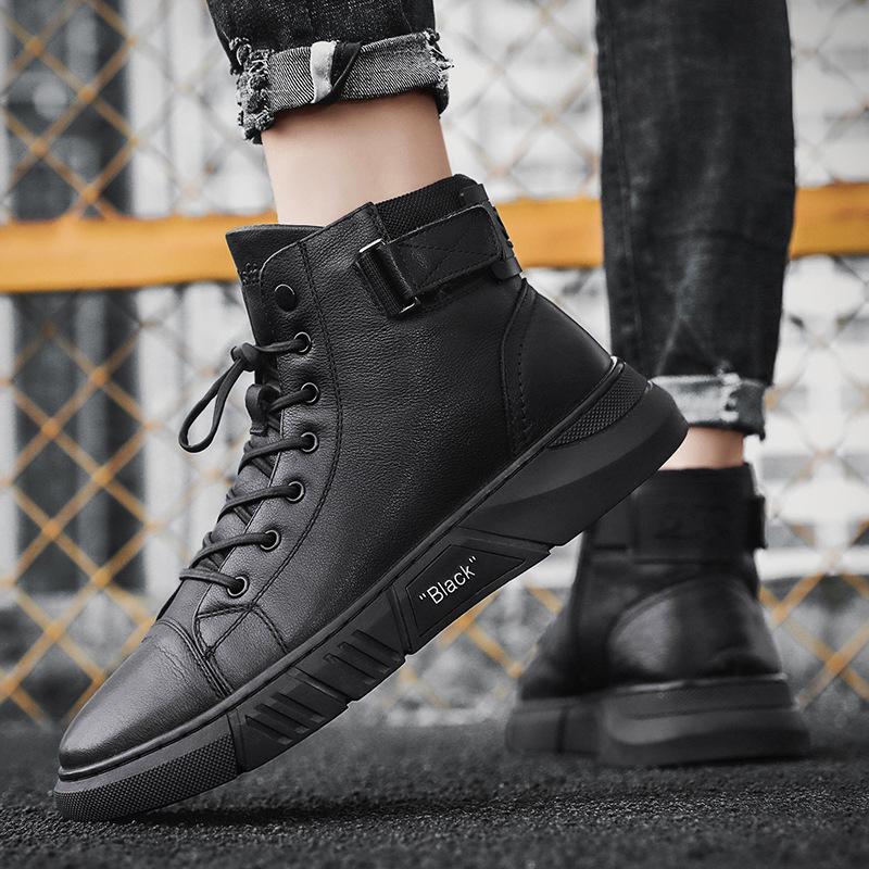 Hector - Robust black leather boots for men