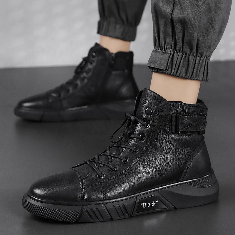 Hector - Robust black leather boots for men