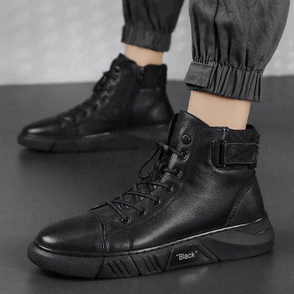 Hector - Robust black leather boots for men