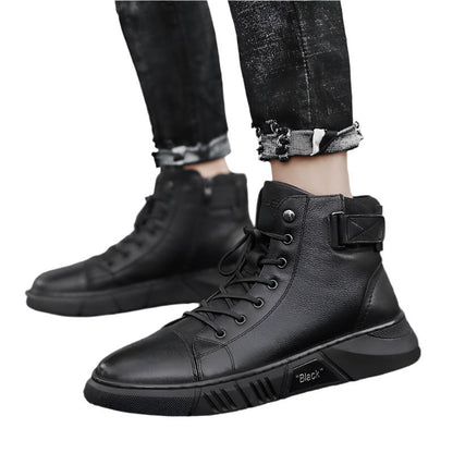 Hector - Robust black leather boots for men