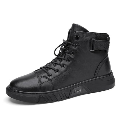 Hector - Robust black leather boots for men